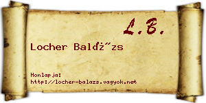 Locher Balázs névjegykártya